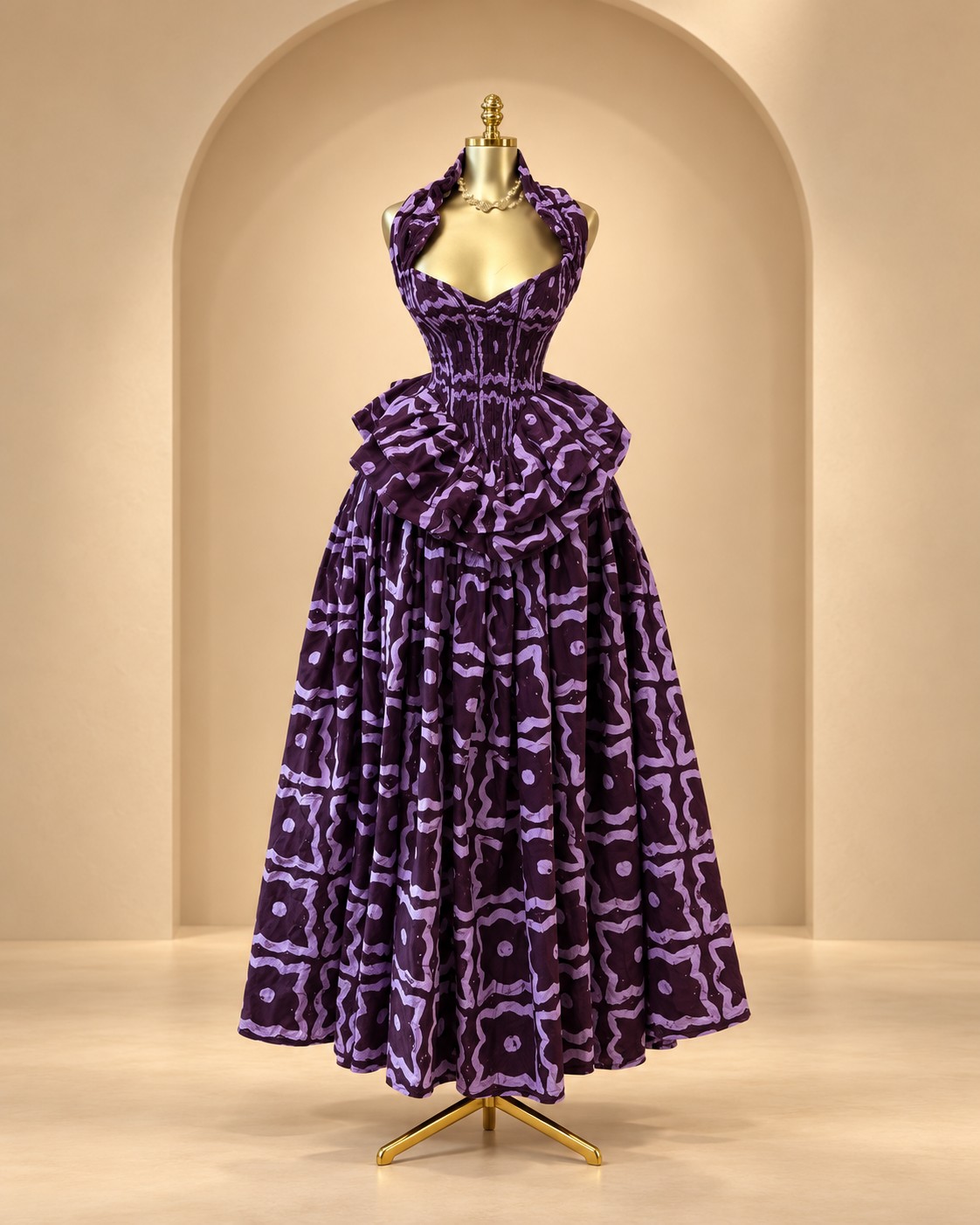 Plum Rhythm Peplum Maxi Dress