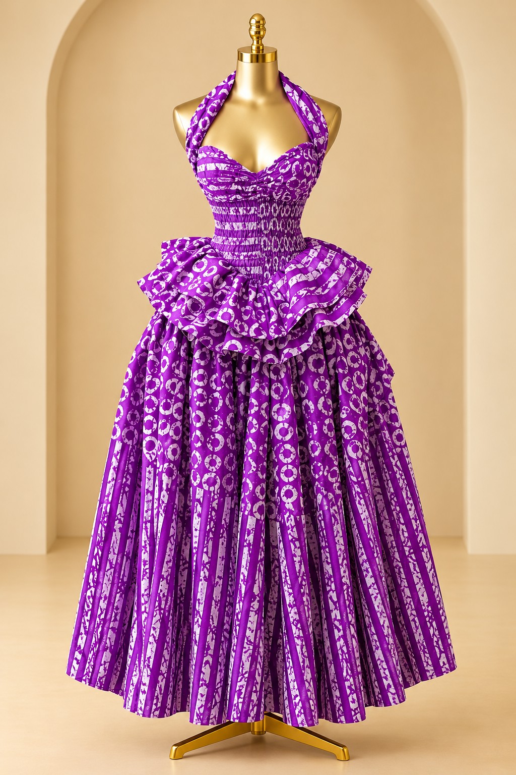 Violet Bloom Halter Maxi Dress